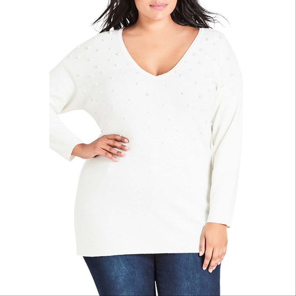 City Chic Sweaters - New City Chic Pretty Pearl Sweater -Plus Size S/16